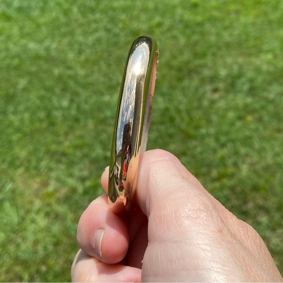 Crystal adorned gold tone hinge bangle bracelet - Picture 7 of 16